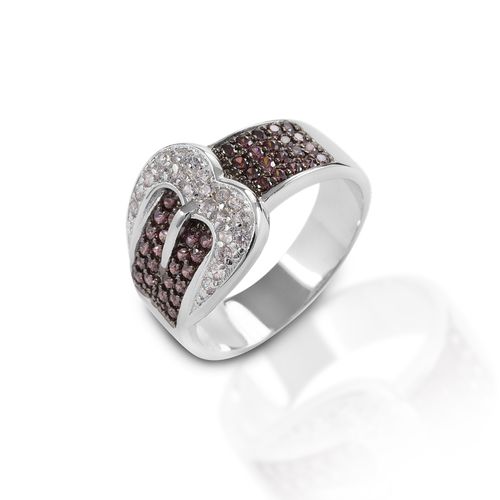 OVERSTOCK: Kelly Herd Large Buckle Ring - 9 - Sterling Silver/Cognac