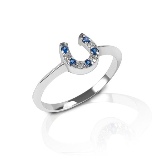 READY TO SHIP: Kelly Herd Horseshoe Ring - 6 - Sterling Silver/Blue