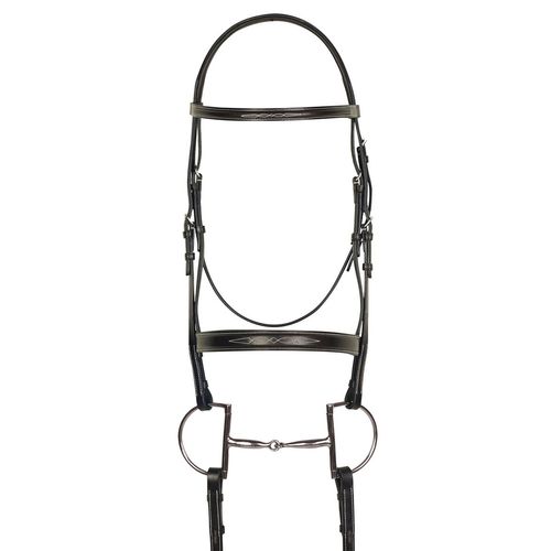OVERSTOCK: Aramas Fancy Mild Square Raised Bridle w/Fancy Lace Reins - Large Horse - Chocolate