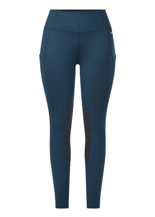 Kerrits Women's Fleece Lite II Knee Patch Tights - Lagoon Herringbone