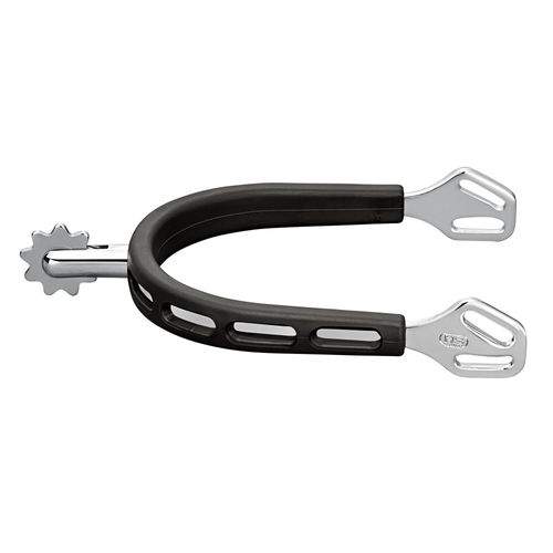 Herm Sprenger Ultra Fit Extra Grip 30mm 9pt Rowel Spurs - Stainless Steel/Black Grip