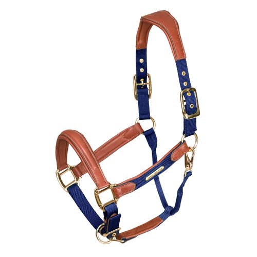 Shires Velociti Lusso Leather Breakaway Padded Halter - Navy