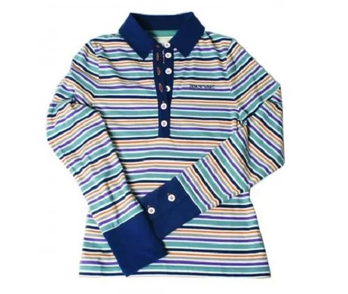 Horseware Women's Cara Long Sleeve Polo - Multicolor Stripe