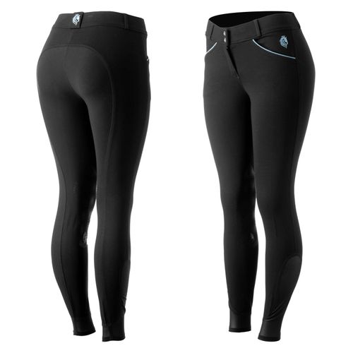 Equinavia Women's Astrid Silicone Knee Patch Breeches - Black/Dusty Blue
