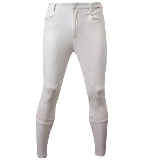 READY TO SHIP: Alessandro Albanese Men's Sidney Knee Patch Breeches - 44 - White