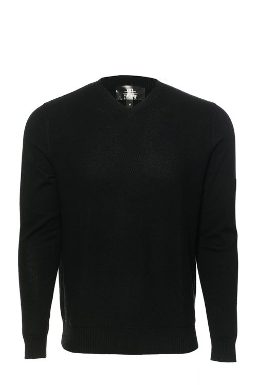 READY TO SHIP: Alessandro Albanese Men's Milano Classic V Neck Sweater - Medium - Black