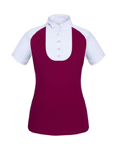 READY TO SHIP: Fair Play Women's Justine Short Sleeve Compeition Shirt - EU 42/US 12 - Burgundy/White