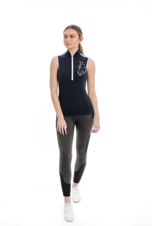 READY TO SHIP: Horseware Women's Knee Patch Riding Tights - XX Large - Charcoal