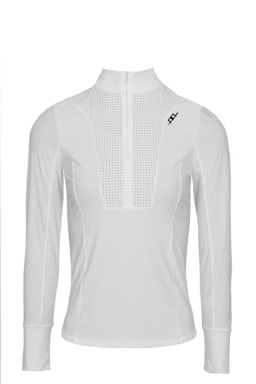 READY TO SHIP: Alessandro Albanese Women's Vilamora Long Sleeve Zip Competition Shirt - Medium - White