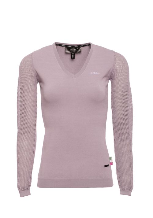 READY TO SHIP: Alessandro Albanese Women's Sweater w/Perforated Sleeves - X Small - Antique Plum