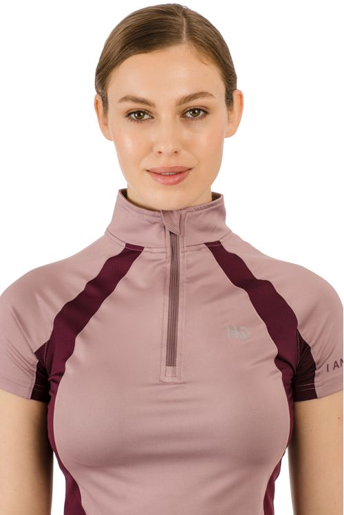 READY TO SHIP: Horseware Women's Aveen Half Zip Short Sleeve Tech Top - Large - Elderberry