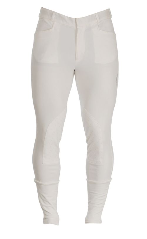 READY TO SHIP: Alessandro Albanese Men's Silicon Knee Patch Breeches - 28 - White