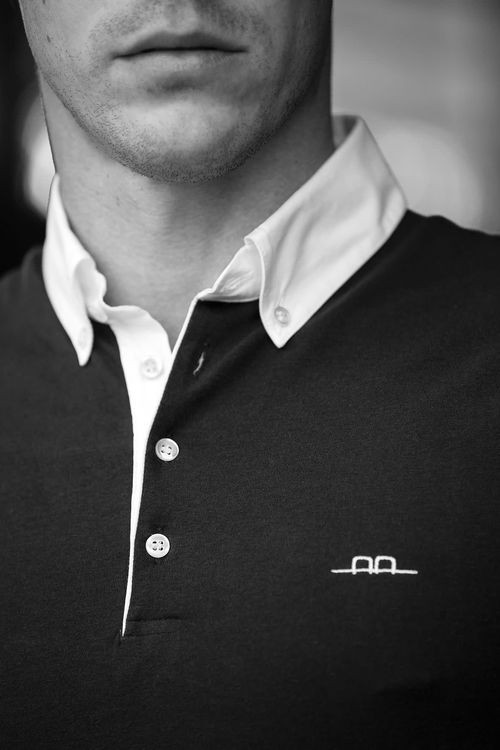 READY TO SHIP: Alessandro Albanese Men's Dubai Short Sleeve Polo Competition Shirt - Medium - Navy