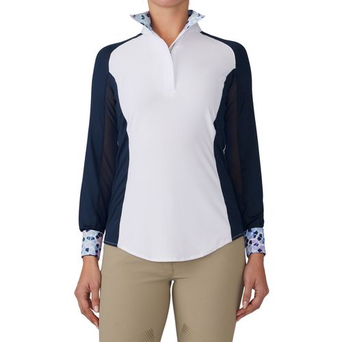 Ovation Women's Altitude Show Shirt - White/Navy Geo Print