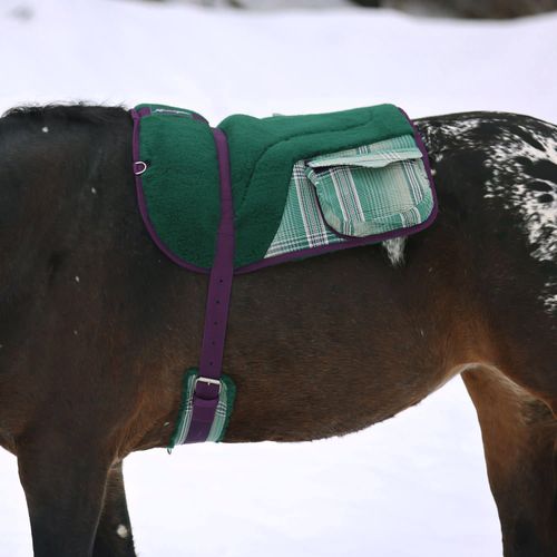 Kensington Fleece Bareback Pad w/Pockets - Imperial Jade/Hunter