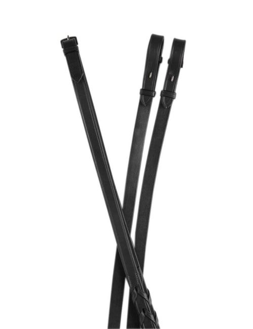 Collegiate Essential Plain Laced Reins - Black