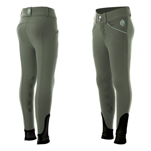 Equinavia Kids' Greta Silicone Knee Patch Breeches - Agave Green/Green