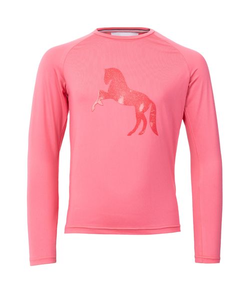Horze Kids' Flora Technical Long Sleeve Top - Pink Lemonade