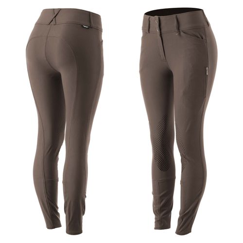 Horze Women's Grand Prix Pro High Waist Knee Patch Breeches - Iron Grey Brown