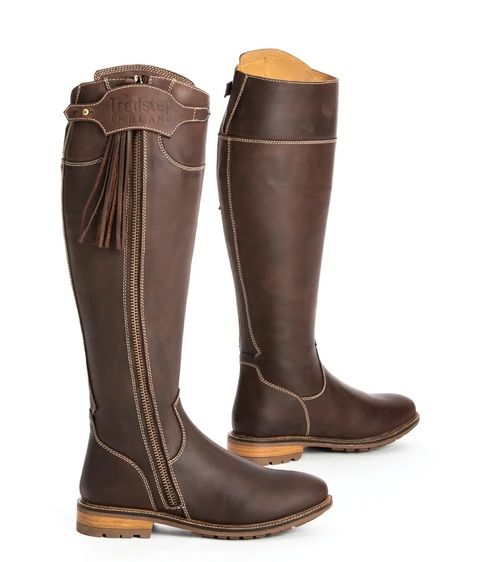 OVERSTOCK: Tredstep Shannon Side Zip Country Boot - 38 Wide Regular - Mahogany
