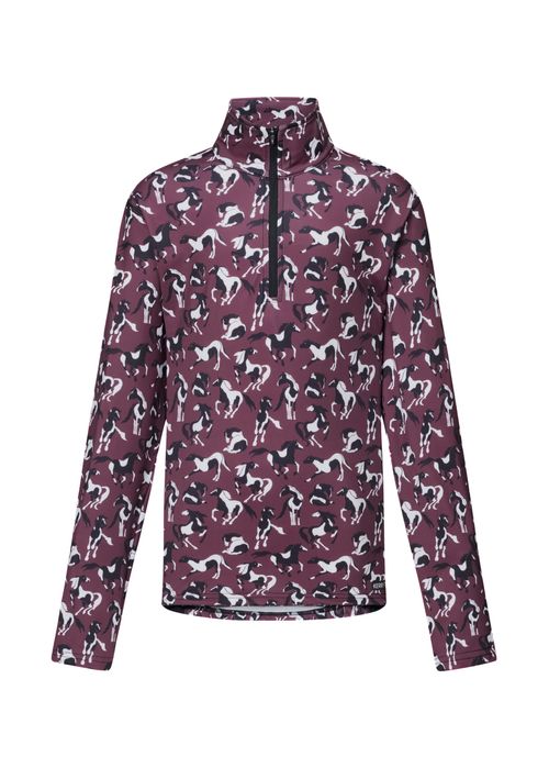 Kerrits Kids' On Course Quarter Zip Fleece Tech Top - Vineyard Mod Mares