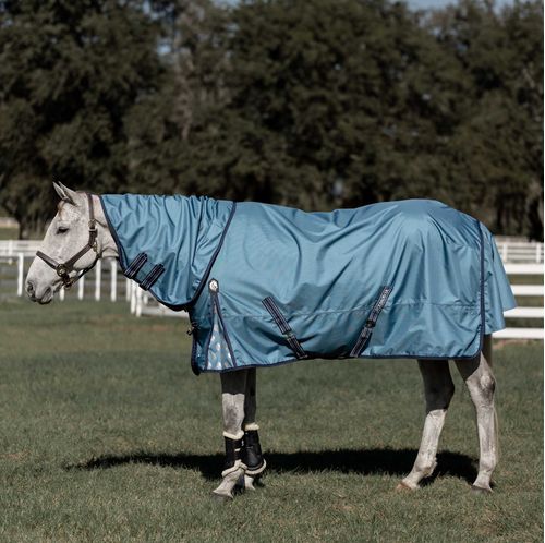 Equinavia Thunder360 Detachable Neck Light Weight Turnout Blanket 100g - Bluestone Blue