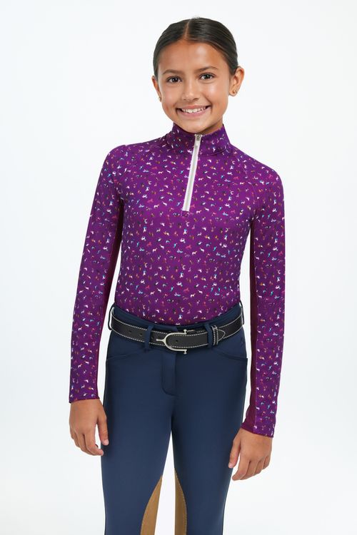 RJ Classics Kids' Libby Jr Long Sleeve Tech Shirt - Plum Painted Ponies