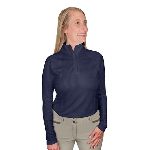 Ovation Women's Quarter Zip Long Sleeve Textured Sun Shirt - Navy