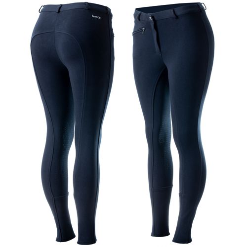 READY TO SHIP: Horze Women's Active Knee Patch Breeches - EU 34/US 22 - Peacoat Dark Blue