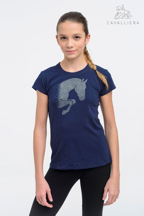 READY TO SHIP: Cavalliera Kids' Jumping Star Short Sleeve Tee Shirt - 4-5 years - Navy Blue