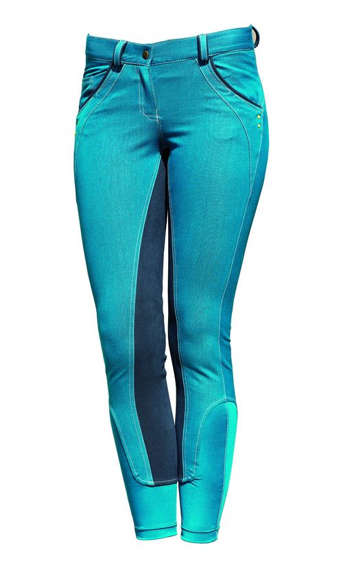 READY TO SHIP: Horseware Women's Denim Full Seat Breeches - 24 - Teal