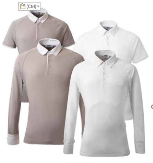 READY TO SHIP: Alessandro Albanese Men's Long Sleeve Polo Technical Competition Shirt - Large - Greige