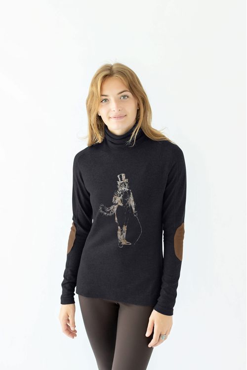 READY TO SHIP: Chestnut Bay Women's Rider Lounge Turtleneck - Small - Almost Black Artful Dodger