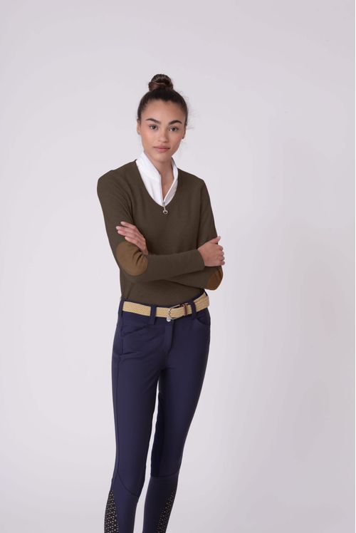 READY TO SHIP: Chestnut Bay Women's Rider Lounge V Neck - X Large - Dark Truffle