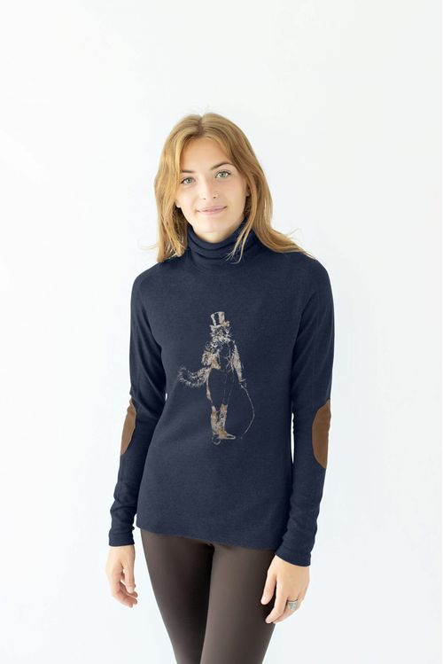 READY TO SHIP: Chestnut Bay Women's Rider Lounge Turtleneck - Small - Dark Navy Artful Dodger