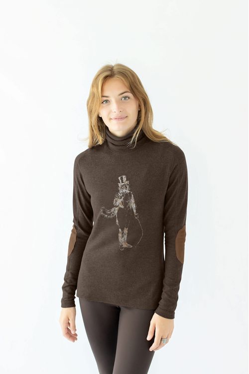 READY TO SHIP: Chestnut Bay Women's Rider Lounge Turtleneck - X Small - Dark Truffle Artful Dodger