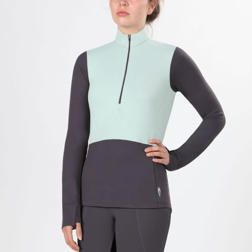 READY TO SHIP: Irideon Women's Himalayer Half Zip - Medium - Graphite/Mint