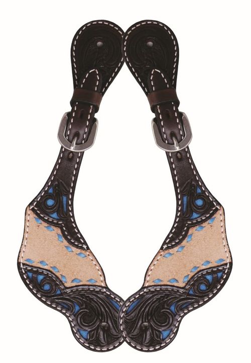 READY TO SHIP: Western Rawhide Country Legend Rough Out with Buckstitch Spur Straps - Ladies - Turquoise