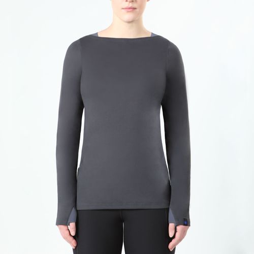 READY TO SHIP: Irideon Women's Himalayer Long Sleeve Boat Neck Shirt - X Small - Graphite/Dapple Grey