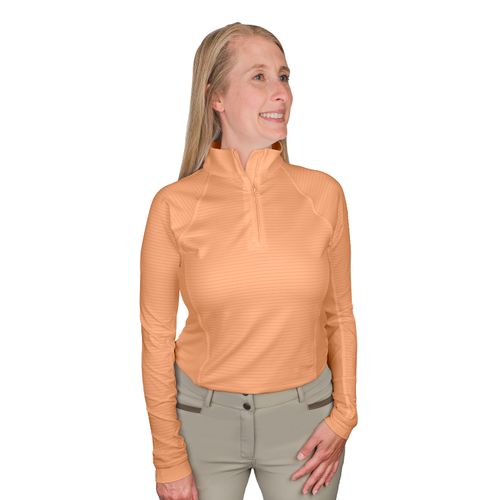 Ovation Women's Quarter Zip Long Sleeve Textured Sun Shirt - Cantaloupe