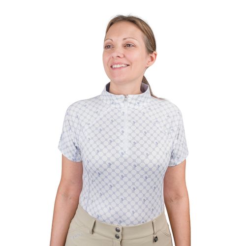 Romfh Women's 1/4 Zip Print Short Sleeve Sun Shirt - Mist Grey Lil Bits