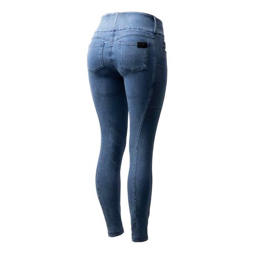 Horze Women's Carolyn Denim Hybrid Grip Breeches - Light Denim