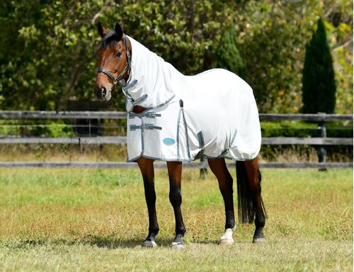 Weatherbeeta Comfitec Essential Mesh II Combo Neck Fly Sheet - White/Grey/Bright Blue