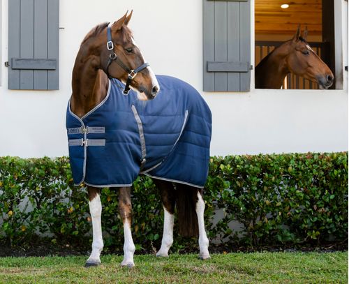 Rambo Embossed Lining Stable 400g - Navy/Thunderstorm Grey/Silver