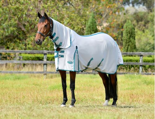 Weatherbeeta Comfitec Zephyr Plus Mesh Combo Neck - Silver/Teal Green/Stone