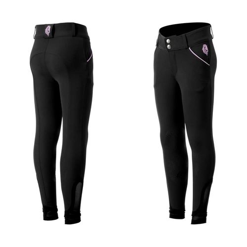 Equinavia Kids' Greta Summer Knee Patch Breeches - Black/Orchid Mist