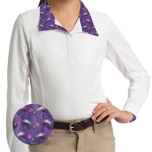 Romfh Kids' Sarah Long Sleeve Shirt Snap - White/Punk Rock Ponies