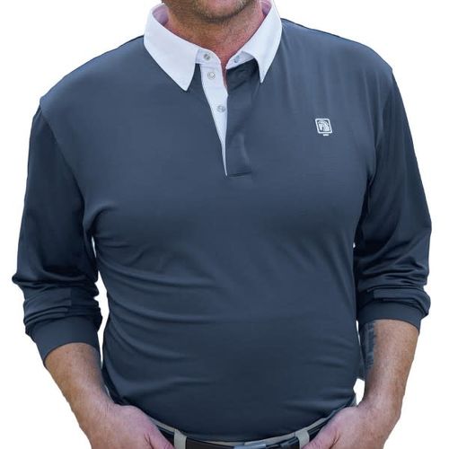 Romfh Men's Long Sleeve Polo Shirt - Black/White