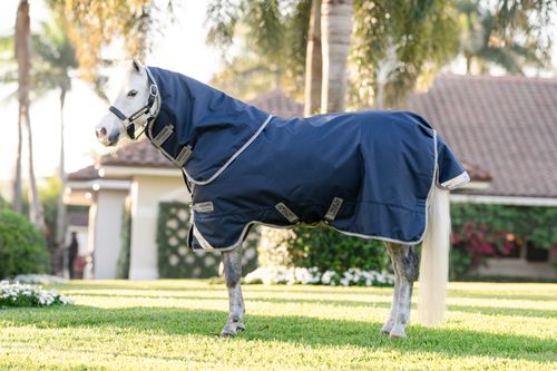 Amigo 1200D Plus Pony Turnout 250g - Navy/Titanium Grey/Silver