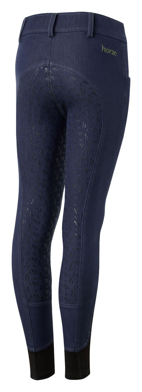 BARN BUSTER: Horze Kids' Denim Full Seat Breeches - EU 140/US Medium - Dark Denim Blue
